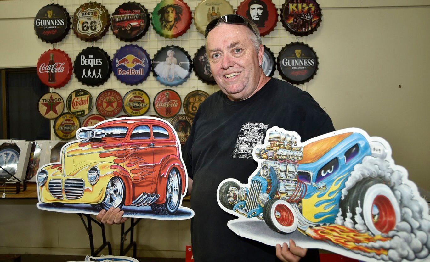 David Manby from Lismore Collectables.. Stall holders set up for annual Swap Meet at Toowoomba Showgrounds. February 2019. Picture: Bev Lacey