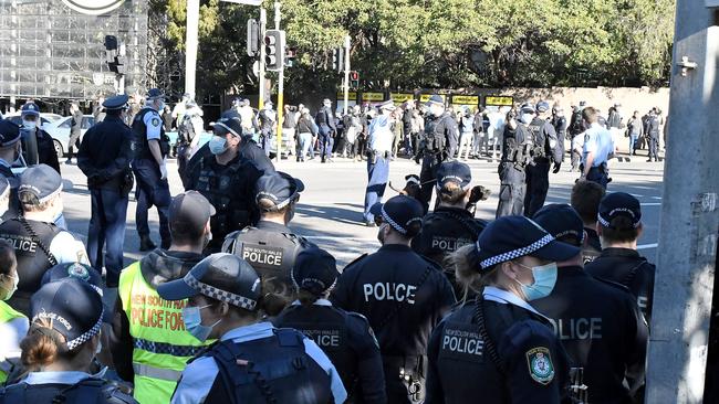 Police and protesters at last weekend’s rally