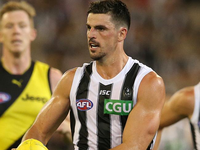 AFL Round 2. 28/03/2019. Richmond v Collingwood at the MCG.   Collingwood Scott Pendlebury  1st quarter     . Pic: Michael Klein.