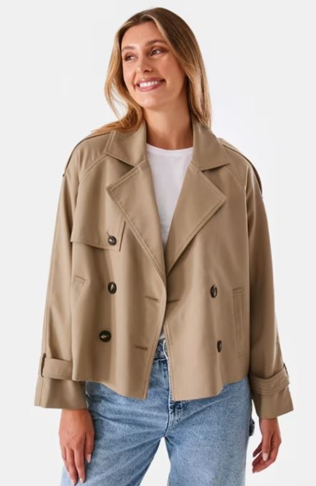 Kmart has just released a cropped trench coat and shoppers are loving it. Picture: Kmart