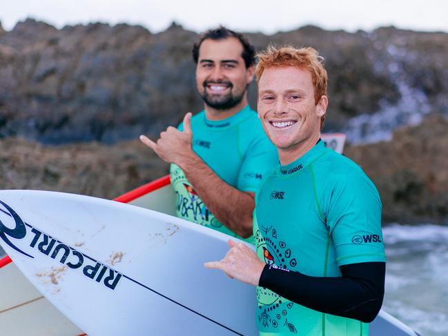 GOLD COAST, QUEENSLAND, AUSTRALIA - APRIL 26: Surfers in the Juraki Teams Challenge at the Bonsoy Gold Coast Pro on April 26, 2024 at Gold Coast, Queensland, Australia. (Photo by Andrew Shield/World Surf League)