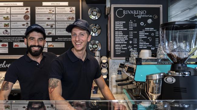 Andrea Vai and Peter Kaos are clearly happy with their new workplace at Parramatta Square. Picture: Monique Harmer