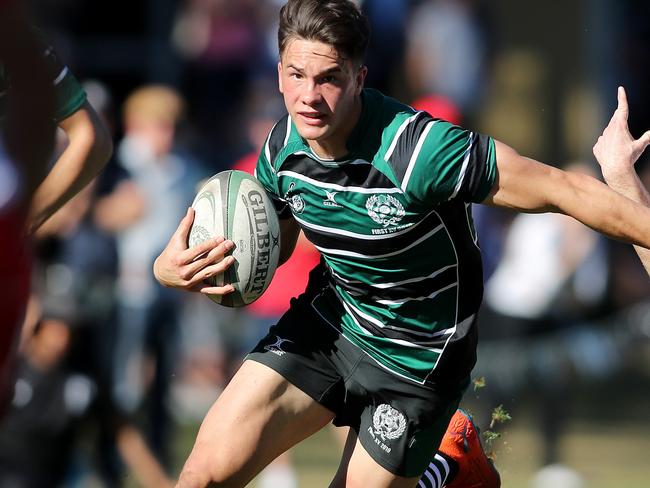 BBC's Jack Howarth pictured in action during Brisbane Boys' College vs Ipswich Grammar School rugby at BBC, Brisbane 17th of August 2019.  (AAP Image/Josh Woning)