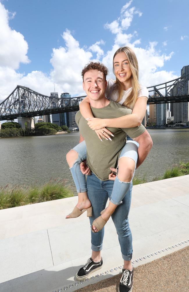 Two of Brisbane’s newest residents, Timothy Tattam and Emily Webb. Picture: Annette Dew