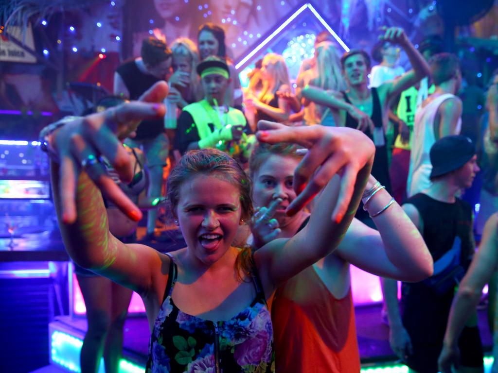 Schoolies party in the Engine Room nightclub in Kuta Bali. Picture: Nathan Edwards