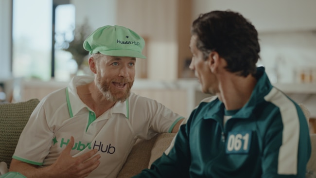 Sport and entertainment in a Glass of their own … comedians Hamish Blake and Andy Lee in a media campaign for Hubbl.