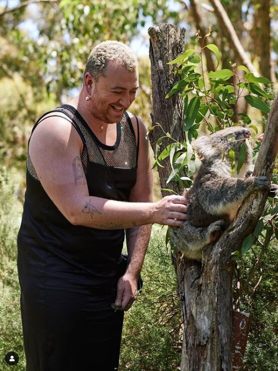 Smith pictured with a koala at Cleland Wildlife Park in the Adelaide Hills. Picture: Instagram