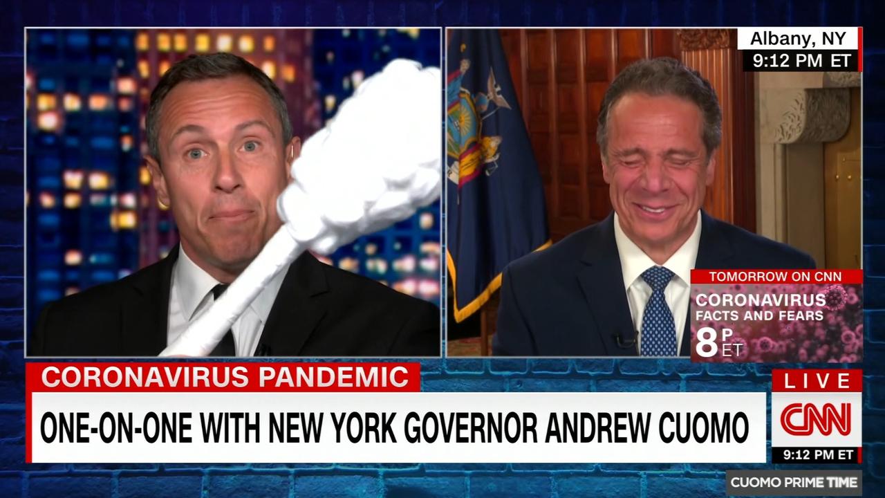 Chris Cuomo and Andrew Cuomo on CNN in 2020.