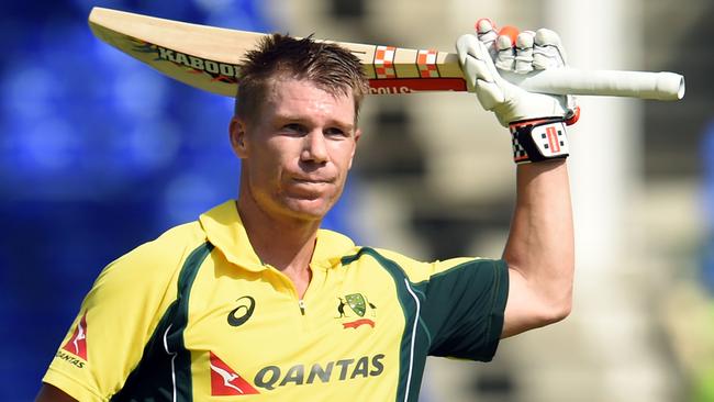 David Warner has a huge blade on his bat.