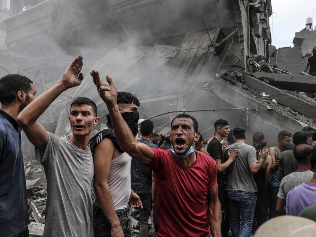 Palestinians search for survivors after an Israeli air strike on the Gaza Strip. Picture: AFP