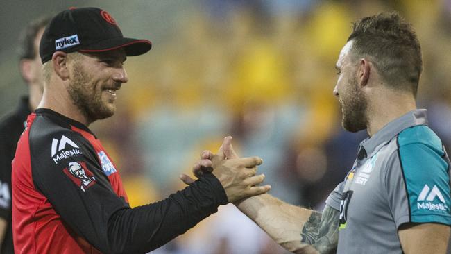 More cricket, bro ... Aaron Finch and Brendon McCullum are stars of the BBL. Picture: AAP