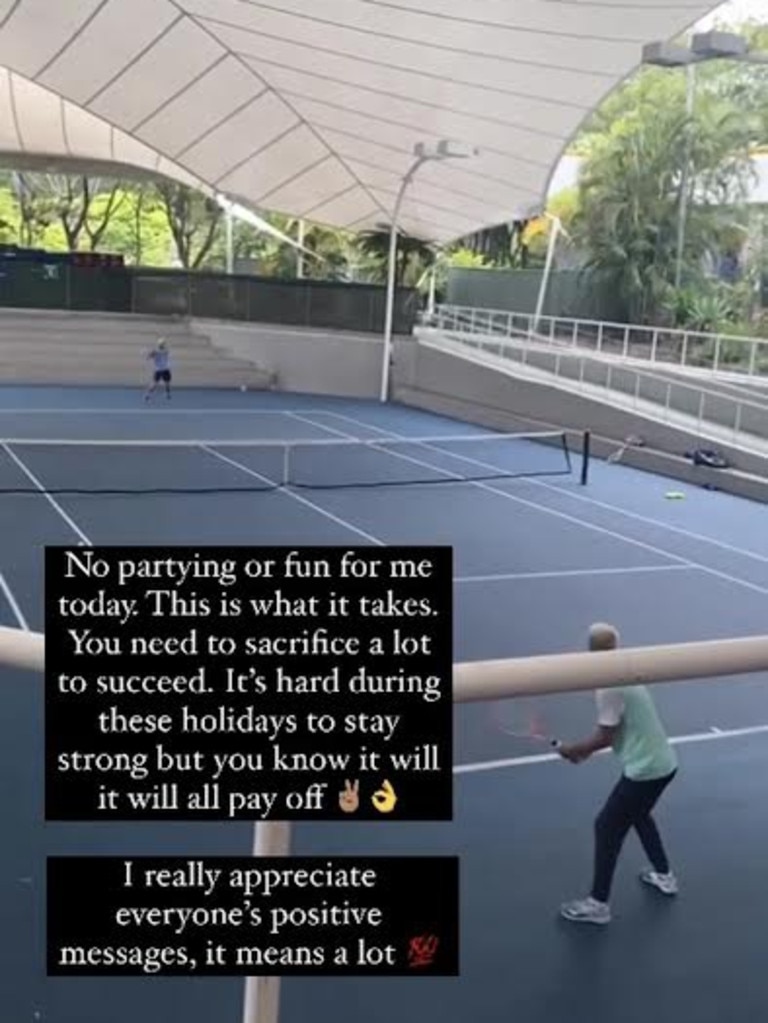 Bernard Tomic showed his fans his training on New Year's Eve on his Instagram. Picture: Instagram