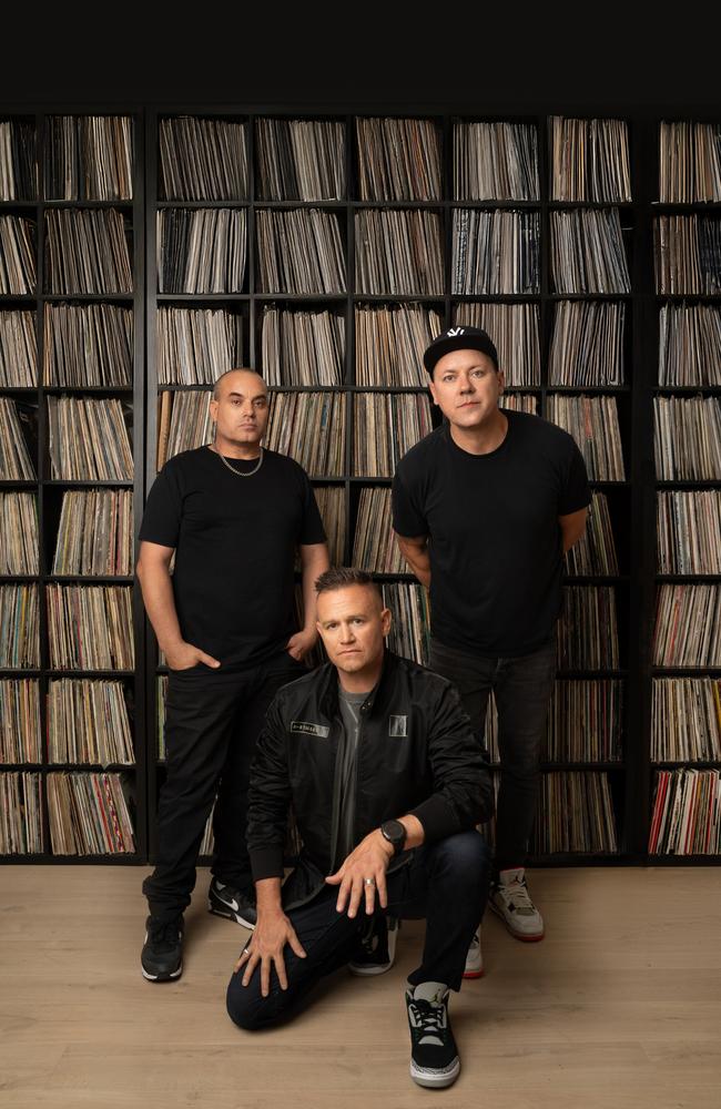 Aussie hip-hop trio Hilltop Hoods will headline Darwin’s BASSINTHEGRASS 2025. Picture: Supplied