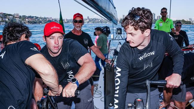 The cricketers were put to work on the Sydney to Hobart racer. Pic: Supplied