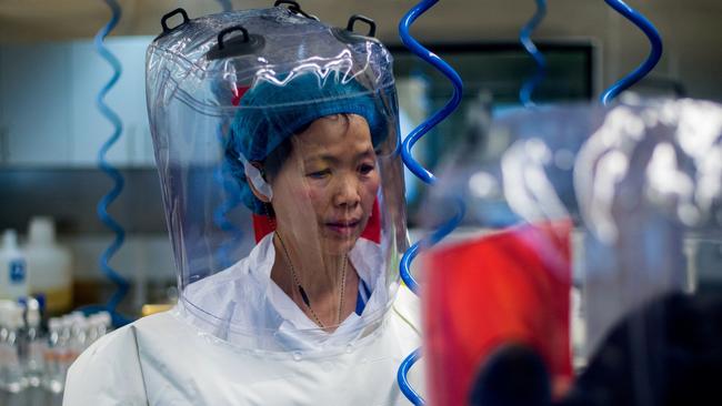 Chinese virologist Shi Zhengli inside the P4 laboratory in Wuhan. Picture: AFP.