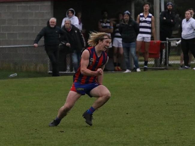 Hughes celebrates. Picture: Rye FNC