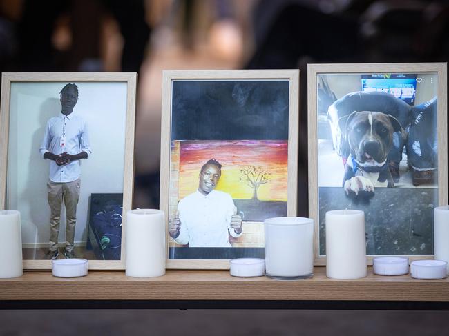 Ayuel, Atem and the family dog Randy were all remembered at a vigil in the days following their deaths in Wyndham Vale. Picture: Mark Stewart