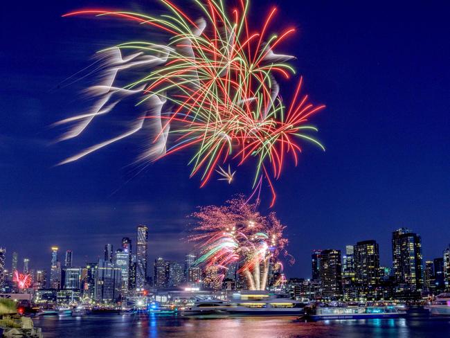 The New Year’s Eve fireworks at Docklands Picture: David Geraghty