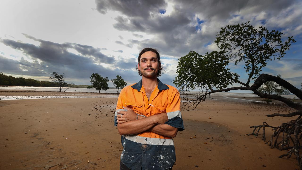 Local born tradie Jaydon West-Busch at one of his favourite places, Red Beach. Picture: David Caird