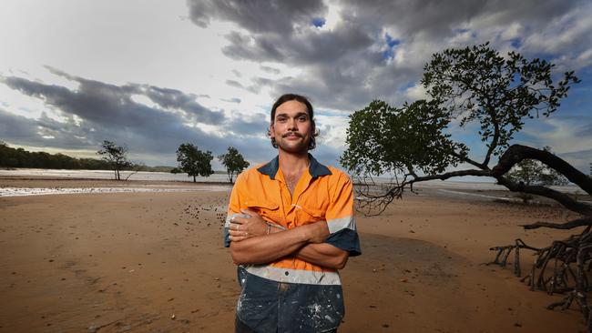 Local born tradie Jaydon West-Busch at one of his favourite places, Red Beach. Picture: David Caird