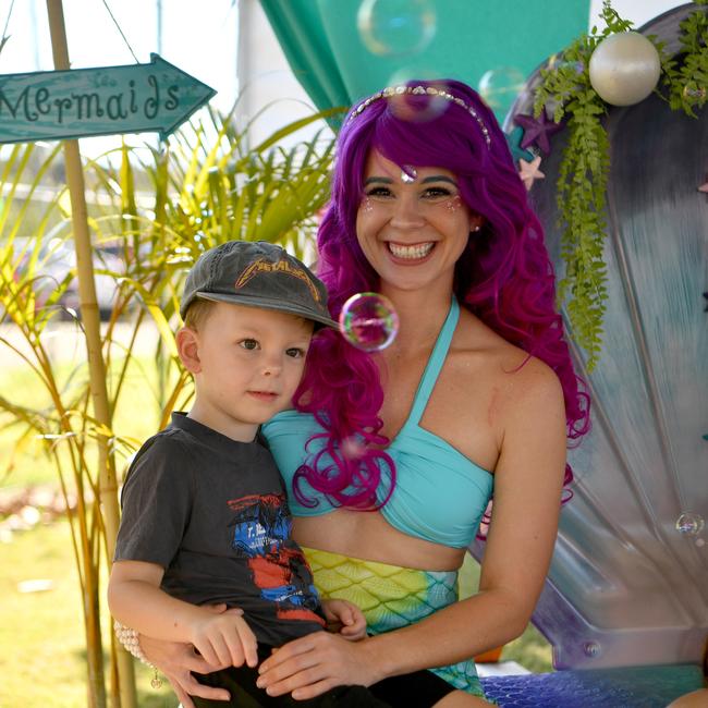Townsville Medieval and Fantasy Festival 2024 at Cluden. Damielle Fuller with son Teddy, 5. Picture: Evan Morgan