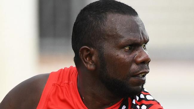 Simon Munkara in his playing days with the Tiwi Bombers. Picture: AFLNT/Media