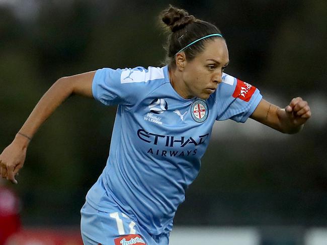 Kyah Simon is pushing for a Matildas recall as she edges towards full fitness with Melbourne City. Picture: Getty Images