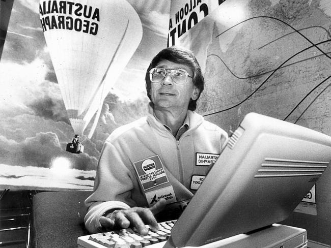 Dick Smith charting a hot-air adventure in 1994.