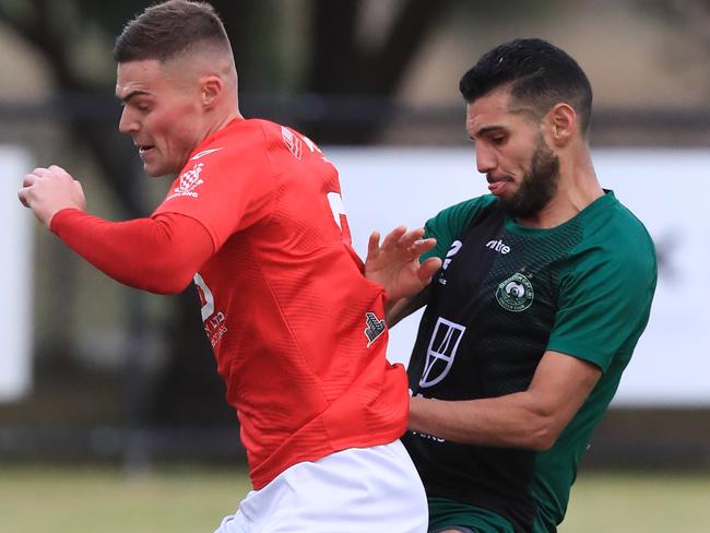 Soccer NPL: North Geelong Warriors hosting Bentleigh Greens at Elcho Park.Bentleigh Greens 8 Mario Barcia and North Geelong Warriors 3 Charlie FlemingPicture: Mark Wilson