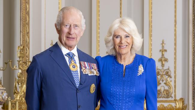 The official Australian portrait of His Majesty King Charles III and Queen Camilla at Buckingham Palace in London, England. Picture: NewsWire / Supplied by Millie Pilkington, Buckingham Palace, via the Department of the Prime Minister and Cabinet