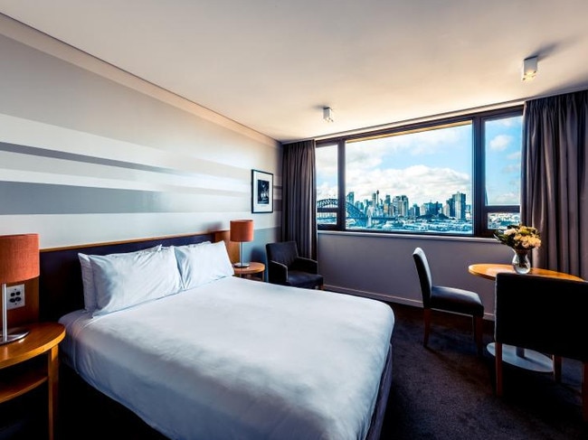 Despite claiming he was ‘couch surfing’ in Sydney, Anthony Khallouf was actually staying in a harbour view room at the View Hotel in North Sydney. Picture: Supplied