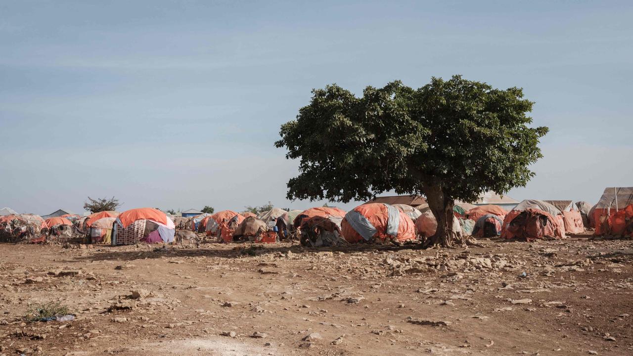 Makeshift tents are seen at a camp for internally displaced persons (IDPs) in Baidoa, Somalia in February 2022. Picture: Yasuyoshi Chiba/AFP