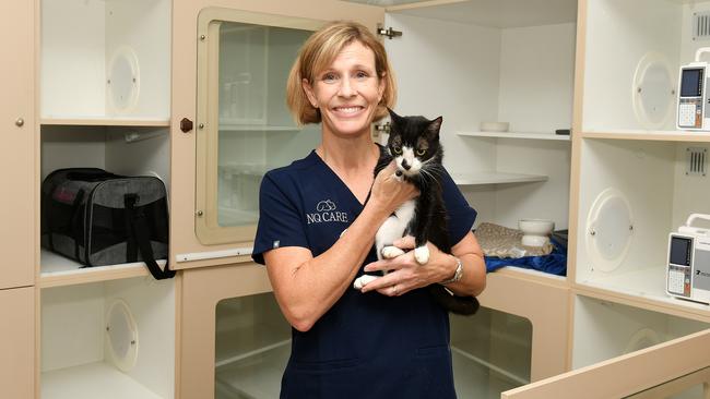 NQ Care Managing Director Taleta Hompas with Luna, pictured inside their new location on Woolcock Street. Picture: Shae Beplate.