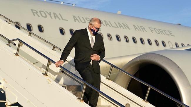 Scott Morrison arrives in New York on Tuesday. Picture: Adam Taylor