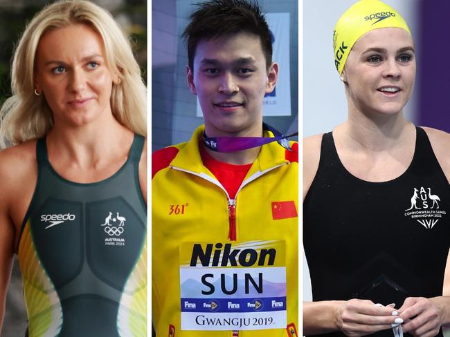 Ariarne Titmus, Sun Yang and Shayna Jack.