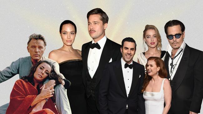 Split stars: Left to right, Elizabeth Taylor and Richard Burton; Brad Pitt and Angelina Jolie; Isla Fisher and Sacha Baron Cohen; Johnny Depp and Amber Heard.