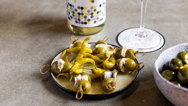 Gilda snack of anchovy, olive and pepper at Seed, Clare Valley. Picture: Lewis Potter