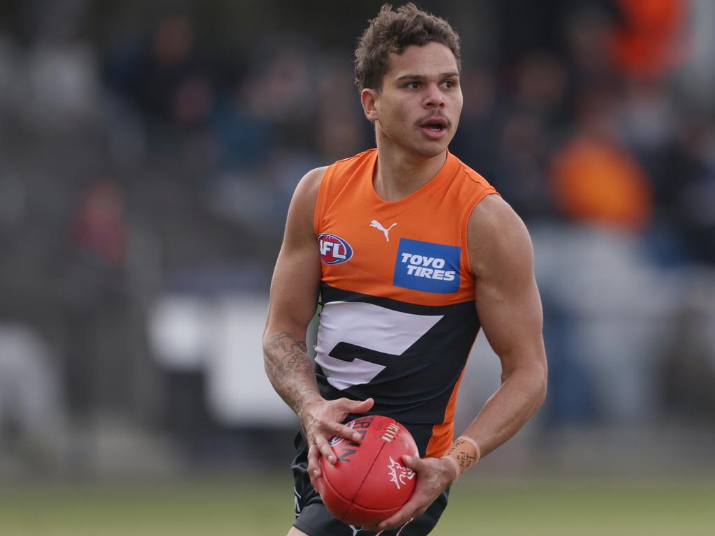 BALLARAT, AUSTRALIA - JULY 11: Bobby Hill of the Giants in action during the round 17 AFL match between Greater Western Sydney Giants and Gold Coast Suns at Mars Stadium on July 11, 2021 in Ballarat, Australia. (Photo by Jonathan DiMaggio/Getty Images)