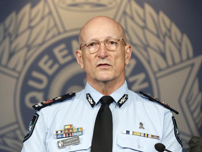 Qld Police Commissioner Steve Gollschewski pictured addressing the media as Taskforce Guardian marks the 100th deployment, Brisbane 15th October 2024.