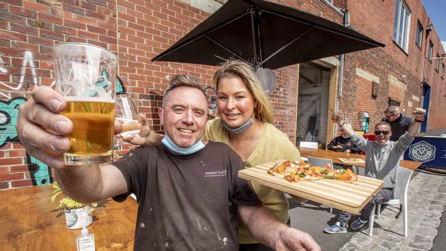 Back Alley Sally’s bar in Footscray has set up a parklet outside. Picture: Tim Carrafa