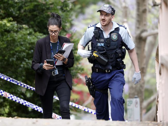 Police on the scene after shots were reportedly fires in Kirribilli. Picture: Jonathan Ng