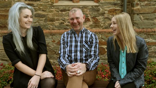 Molly Hill, left, and Kira Bishop with ECH Group chief executive David Panter. Picture: Kelly Barnes.