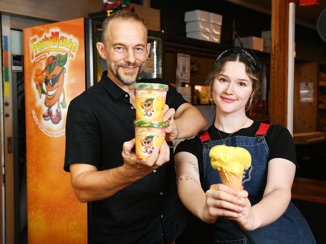 Enjoy the tropical taste of the north at home with Frosty Mango now available in retail tubs from Otto's Markets! Pictured is Tom Freeland, CEO Frosty Mango Wholesale and Otto's cafe manager Karina Wilson. Pictured: Shae Beplate.