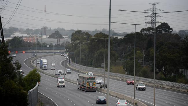 Scoullar collided with another car after a sudden speed change on the Monash Fwy, before driving away from the accident. Picture: Andrew Henshaw