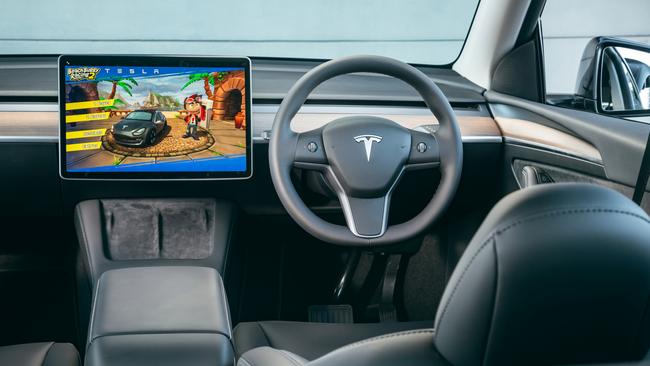 The Tesla’s cabin has a clean, minimalist design. Photos by Thomas Wielecki.