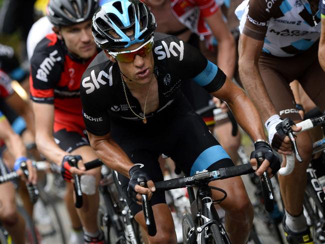 Porte rides in action during the Tour de France.