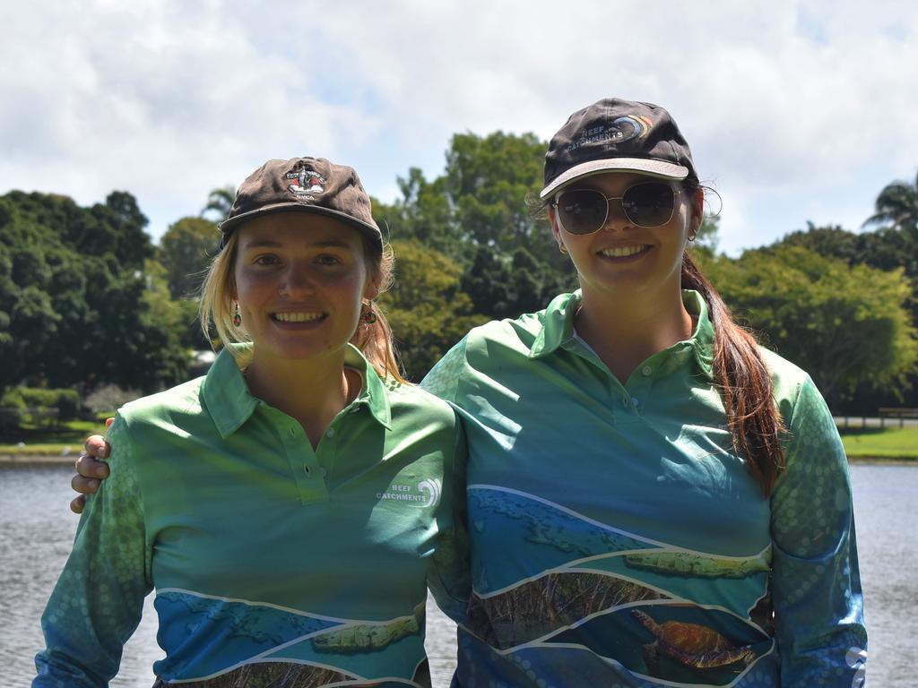 Clara Friswell and Kass Hayward at the Reef Catchment Tilapia Takedown at North Mackay Gooseponds, September 2021. Picture: Lillian Watkins