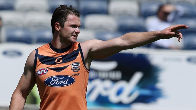 Geelong star Patrick Dangerfield wants AFL boss Gillon McLachlan to get serious about pay talks. Picture: Wayne Ludbey