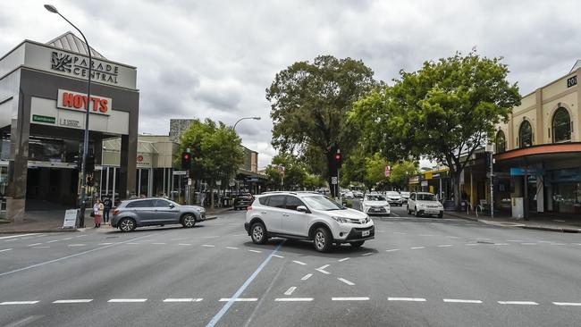 The intersection The Parade and George St, Norwood. Picture: AAP/Roy Vandervegt