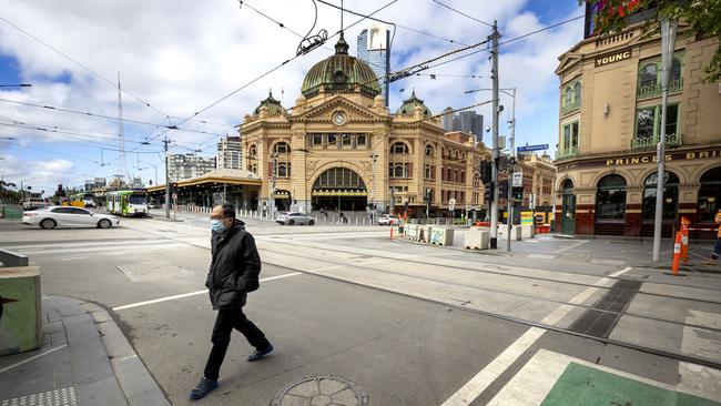 The streets of Melbourne’s CBD remain quiet. Picture: David Geraghty